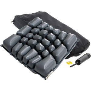 Anti-decubitus dynamisch lucht zitkussen 46 x 42 cm - 6,9 cm hoog - Met ademende hoes en handpomp - Zitkussen