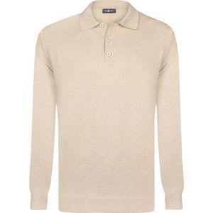 Jimmy Sanders - Gebreide Polo Trui - Beige - 100% Katoen - Heren