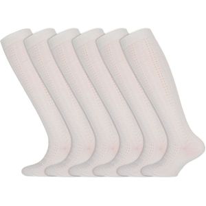 Meisjes sokken | Kniekousen | Merk: Yellow Moon | Kleur: Wit | Maat: 19 t/m 38 | 6 Paar