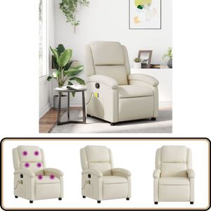 vidaXL Massagestoel - Verstelbaar - Kunstleer - crème Massagestoel - Lounge Stoel - Relaxstoel - Ergonomische Stoel - Elektrische Massage