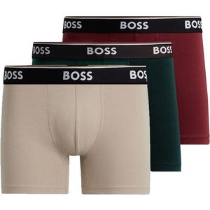 HUGO BOSS Power boxer briefs (3-pack) - heren boxers normale lengte - donkerrood - beige - groen - Maat: XXL