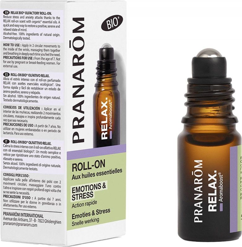Pranarôm - Aromaboost Relax - Roll-On - Huiles Essentielles Bio - 5 ml