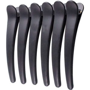 12 stuks matzwarte plastic metalen krokodillenhaarclips professionele haarclips voor kapsalons met eendenbektanden, antislipclips voor haarstyling en scheiding (lengte - 4,7 inch)