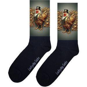 Steampunk - Opkikker - Verjaardag cadeau - Grappige sokken - Leuke sokken - hem haar sokken - Vrolijke sokken - Valentijn Cadeau - Kip - Vintage - Kerst sokken - Vaderdag - Moederdag - Socks maken Happy - 37-44