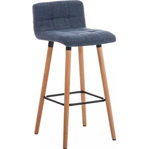 In And OutdoorMatch Luxe barkruk Rosella - Ergonomisch - Met rugleuning - Set van 1 - Barstoelen voor keuken of kantine - Polyester - Blauw - Zithoogte 75cm