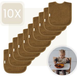 Funnies Slabbetjes 10-Pack | Brown Clay | Set van 10 Stuks | Slab voor Kinderen | Slabbertjes Baby | Slabber