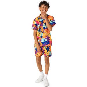 OppoSuits Tiener Palm Power - Jongens Zomer Set - Bevat Shirt En Shorts - Meerkleurig - Maat: EU 146/152 - 12 Jaar