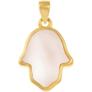 Schelp Hanger Hamsa (21 x 12 x 3 mm) White Shell-18K Gold Plated (1 stuk)