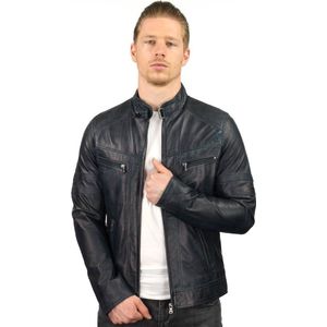 Versano Dallas Leren Heren Bikerjack Heren Jack S - Blauw