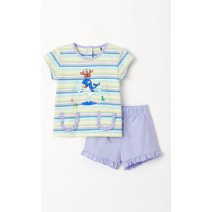 Woody pyjama baby meisjes - multicolor gestreept - walvis - 231-3-PSG-S/904 - maat 68