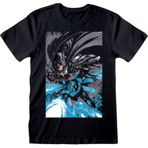 T-Shirt met Korte Mouwen Batman Team Up Zwart Uniseks - S