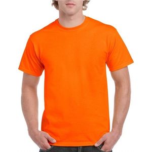 Set van 3x stuks fel oranje basic shirt voor volwassenen - 100% katoen, maat: XL