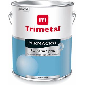 Trimetal Permacryl PU Satin Spray - Hoogwaardige zijdeglans verspuitbare krasvaste watergedragen lak voor binnen(2 in 1) - Kleur RAL 9010 Zuiver Wit ( gebrokenwit ) - 2.50 L