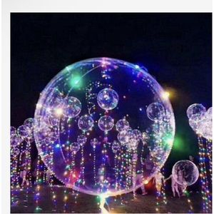 Verjaardag Decoratie Met Licht x2 (2 stuks) - Valentijnsdag Decoratie Kerst Bruiloft Witte Led Ballon Globos 18 Inch - Transparant Clear Lichtgevende - Bubble Bal Verjaardag Party Decor