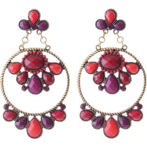 Behave - Grote Statement Oorbellen - Rode Boho Chic Oorbellen