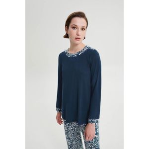 Vamp! Pyjama Dames Volwassenen Micromodal | Lange Mouw Lange Broek | Grote Maten | Blue Iberian 19062 5XL