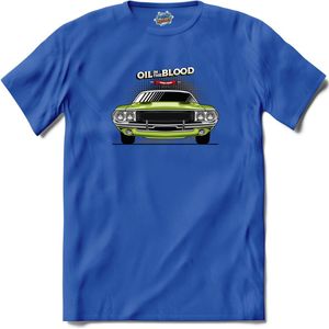 Oil In The Blood | Auto - Cars - Retro - T-Shirt - Unisex - Royal Blue - Maat S