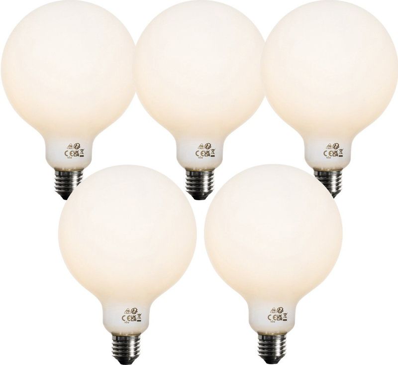 Set van 5 - Dimbare LED-lampen - Opaal - G125 - 5W - 450 lumen - 3000K