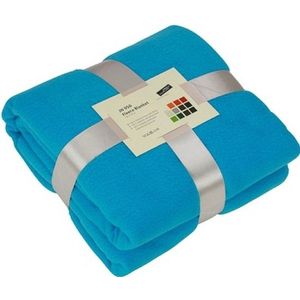 James & Nicholson Fleece bankdeken/plaid - 15x - turquoise blauw - 130 x 170 cm - 240 grams - pluisvrij - wasbaar