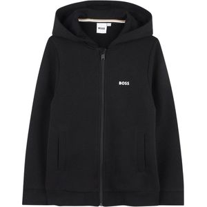 BOSS Small Logo Full Zip Fleece Hoodie Junior - Zwart - Kind, Zwart