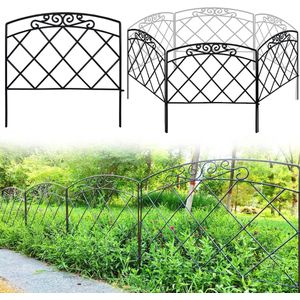 Tuinomheining - Metalen Omheiningspanelen - Privacy Scherm - Moderne Stijl - Landschapshekken - 5 panelen - voor Tuin - Bloembed - Bomen - Dierenbarrière - 60 x 300 cm - Zwart