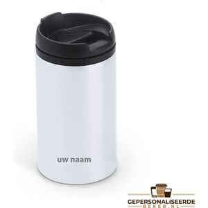 RVS Koffie To Go beker - Thermosbeker - Wit - 290 ml - Theebeker - Lekvrij - * GRATIS Personalisatie mogelijk*