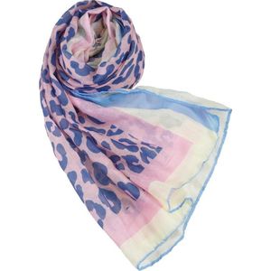 Nouka sjaal, licht roze multi color panter print