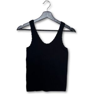 Hemd - Ribgebreid Hemdje Zwart - Tanktop - Top mouwloos - Maat S/M