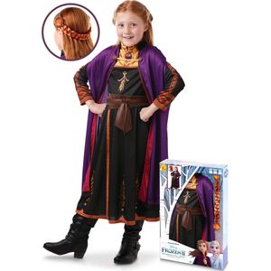 RUBIES FRANCE - Anna Frozen 2 kostuum en vlecht pack voor meisjes - 92/104 (3-4 jaar)