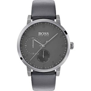 Hugo Boss HB1513595 Horloge - Leer - Grijs - Ø 42 mm