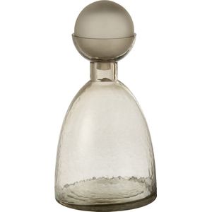 J-Line vaas Fles + Dop Yara - glas - grijs - medium - Ø 18 cm