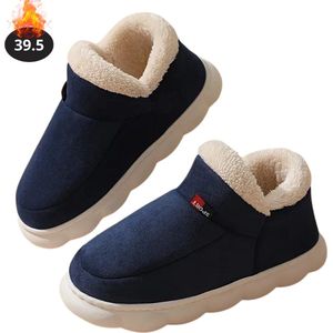 Nivard Warme Pantoffels - Sloffen - Slippers - Dames - Heren - Pluche - Maat 36.5 - Marineblauw