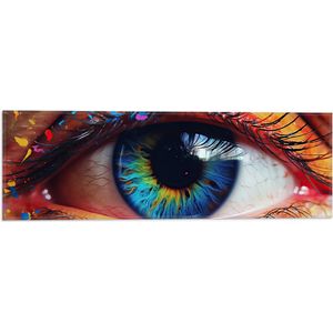 Vlag - Oog - Wimpers - Kleuren - Regenboog - 60x20 cm Foto op Polyester Vlag