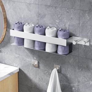 Handdoekhouder zonder boren voor badkamer en keuken - roestvrij staal met 2 handdoekhaken