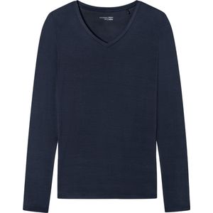 SCHIESSER Mix+Relax T-shirt - dames shirt lange mouwen modal v-hals blauw - Maat: 44