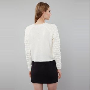 Trendyol Ecru Zacht Getextureerd Gebreide Cardigan Met Lint/Strikdetail Twoaw25Hi00182