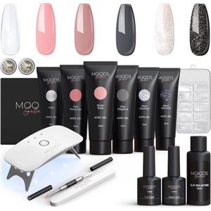 Moods Gellac - Luxe Polygel Set - Polygel Nagels Starterspakket - Inclusief UV LED lamp - 6 Kleuren - Neutral Shine