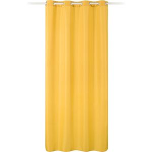 JEMIDI ondoorzichtig gordijn met ringen - 140 x 250 cm - 1 stuk - Kant-en-klaar gordijn - Mosterdgeel