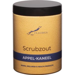 Scrubzout Appel-Kaneel in handige pot - 1250 gram - met zwarte deksel - Hydraterende Lichaamsscrub