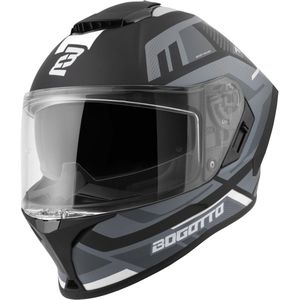 Bogotto Phantom Codex Zwart Grijs Wit Fiberglas Integraalhelm - Maat XS - Helm