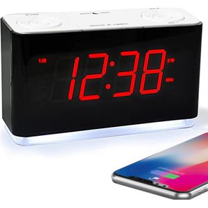Wekker - Multifunctionele Klokradio - Dimbaar LED-scherm - Bluetooth - FM-radio