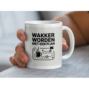 Wekker Worden Met Een Plan Mok, Motiverende Koffiemok, Inspirerende Werk Mok, Productiviteit Mok, Dagelijkse Doelen Mok, Plan je Dag Mok.