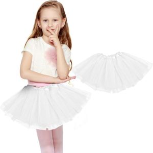 Yolev Tutu rokken van zachte tule voor meisjes, retro jaren 80 tutu-rok, voor kinderen, Halloween, Kerstmis, carnaval, feestkostuum, Wit, Eén maat
