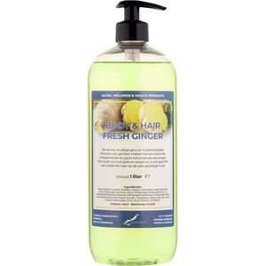 Body & Hair Fresh Ginger 1 liter - met gratis pomp - 2 in 1 voor lichaam en haar.