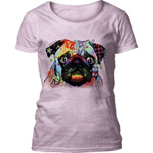 Ladies T-shirt Colorful Pug S