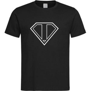 Zwart t-Shirt met letter i “ Superman “ Logo print Wit Size XXXL