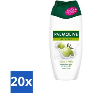 20 x Palmolive Naturals - Olijf & Melk - Douchecrème - Natuurlijk & Verzachtend - 250 ml - Douchecrème - Natuurlijke Huidverzorging - Olijf En Melk - Vegan Douchecrème - Zachte Huid