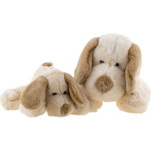 Pluchen hondjes - set van 2 stuks - 30cm en 43 cm - kleur beige - Vaco - Superzacht en hoge kwaliteit.