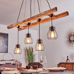 Belanian.nl - Boho-stijl, vintage hanglamp zwart, licht hout, 4 lichts , Scandinavisch,E27 fitting,Industrieel, modern Hanglamp voor  Eetkamer, keuken, slaapkamer, woonkamer