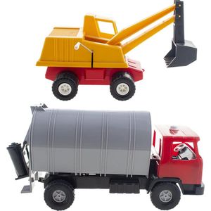 set voertuigen voor zandbak - bulldozer 40 cm + vrachtwagen 45 cm